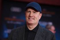 In a June 26, 2019, file photo, Marvel Studios President Kevin Feige arrives at the world premi ...