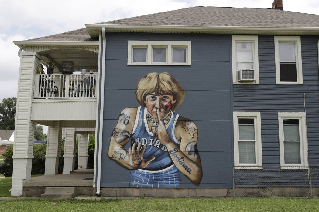 A mural of former NBA star Larry Bird is seen on the side of a multi-family residence in Founta ...