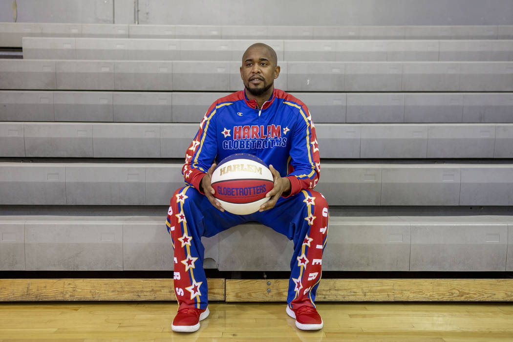 Las Vegas resident and Harlem Globetrotter Scooter Christensen at the Dula Gym in Las Vegas on ...