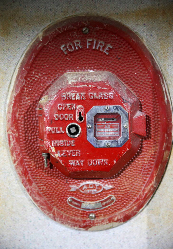 A old fire alarm inside the former Sears store is shown at the Boulevard Mall in Las Vegas Wedn ...