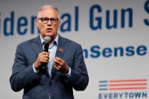 Democratic presidential candidate Washington Gov. Jay Inslee speaks at the Presidential Gun Sen ...