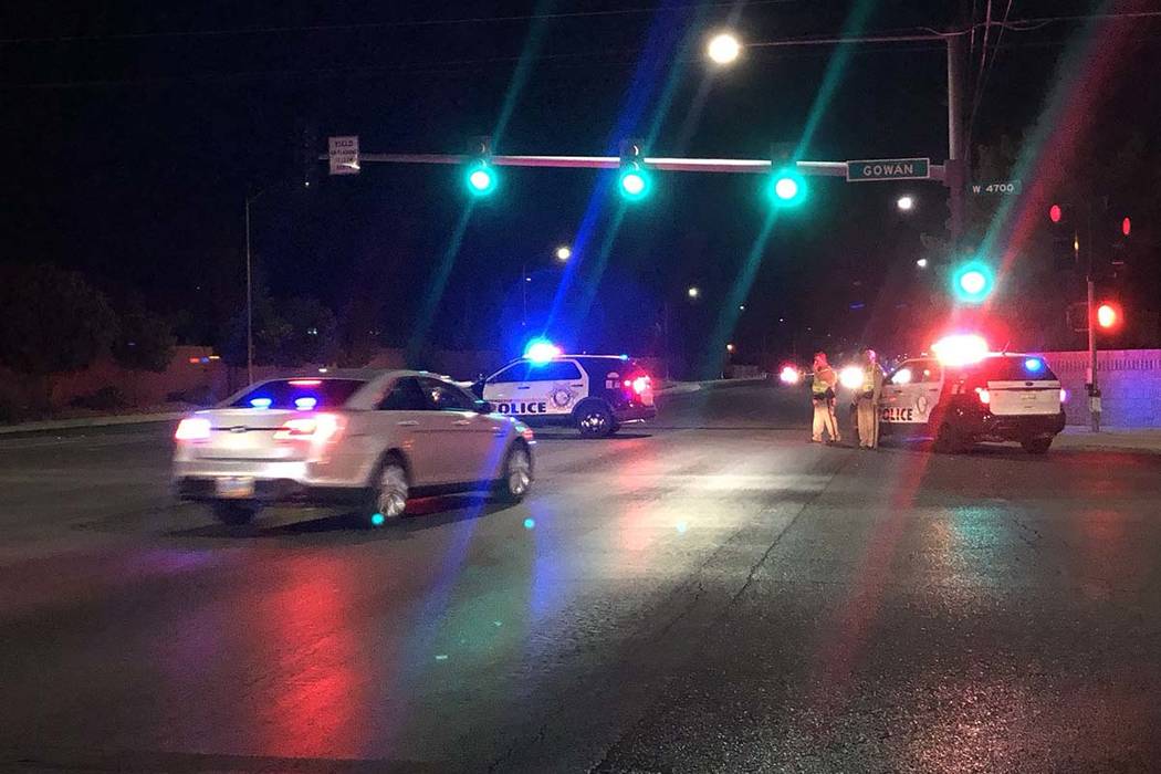 An off-duty Las Vegas police officer was shot Wednesday, Aug. 21, 2019, forcing the closure of ...