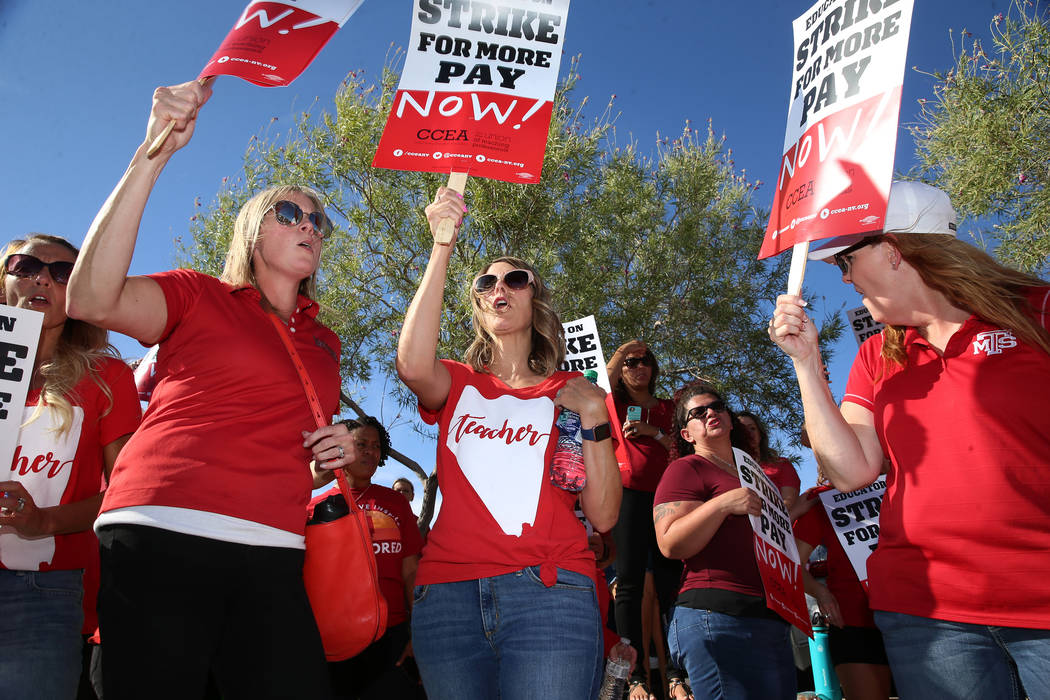 Teachers from Tarkanian Middle School from left, Collen Calomino, Jeanne Clayton, and Cristine ...