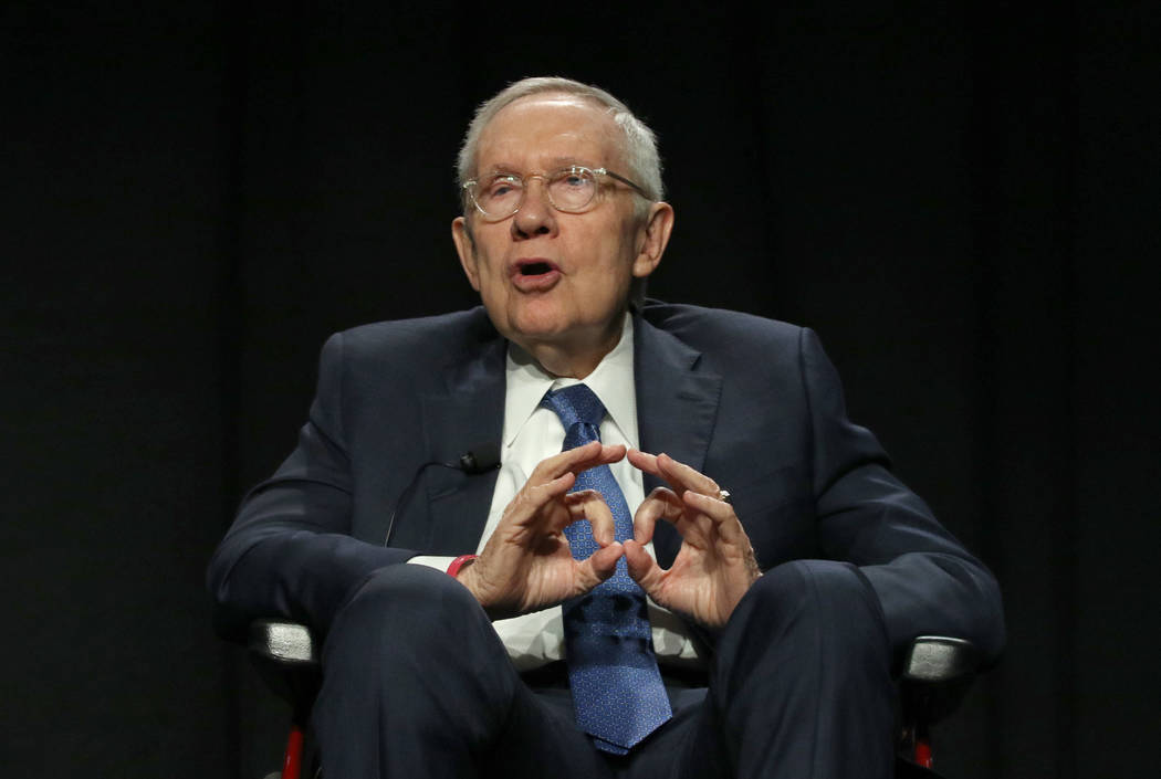 Former U.S. Sen. Harry Reid speaks as he participates in an exclusive panel discussion as part ...