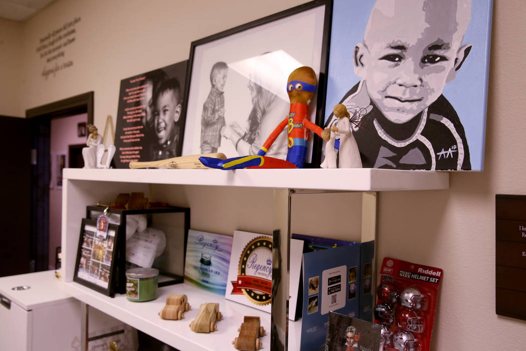 Ayden's Army of Angels office is shown in Las Vegas Monday, Aug. 19, 2019. Ayden's mother Linds ...