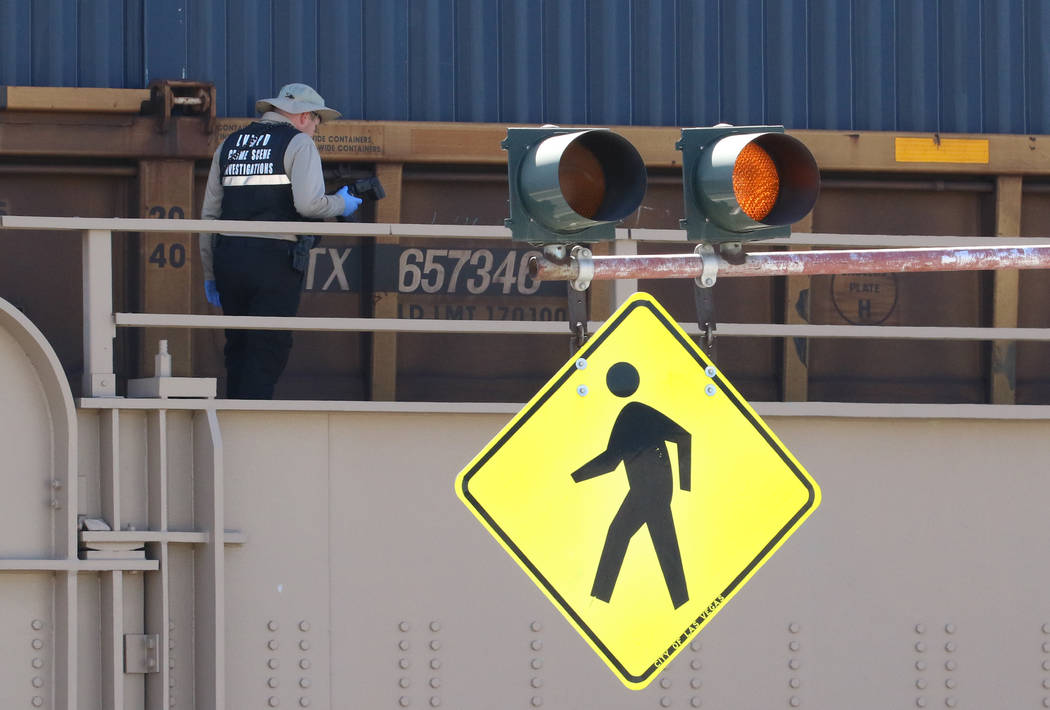 Las Vegas police are investigating after a person was struck and killed by a train near downtow ...
