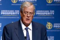 David Koch speaks in Orlando, Fla., Aug. 30, 2013. Koch, a major donor to conservative causes ...