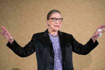 U.S. Supreme Court Justice Ruth Bader Ginsburg is introduced during the keynote address for the ...