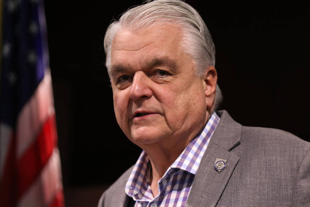 Gov. Steve Sisolak speaks during a news conference at the Grant Sawyer State Office Building in ...