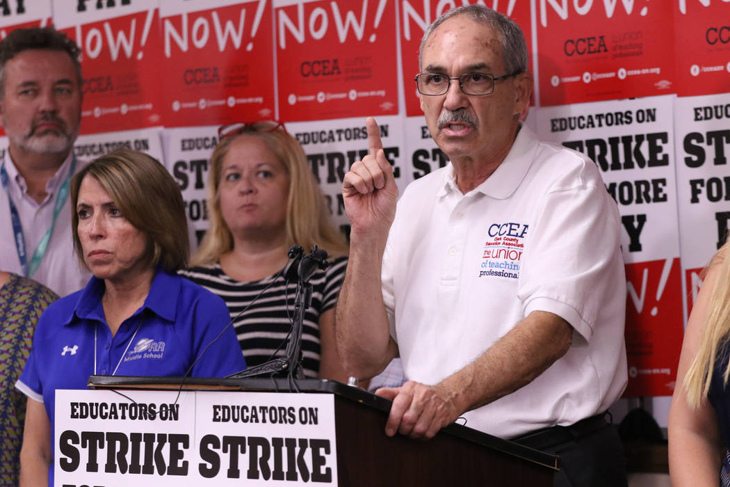 Clark County Education Association executive director John Vellardita speaks at the CCEA buildi ...