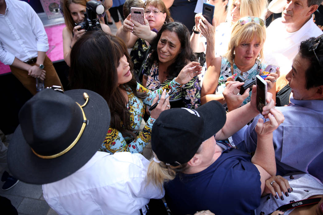 Strip headliner Marie Osmond greets fans after receiving a Key to The Las Vegas Strip with her ...