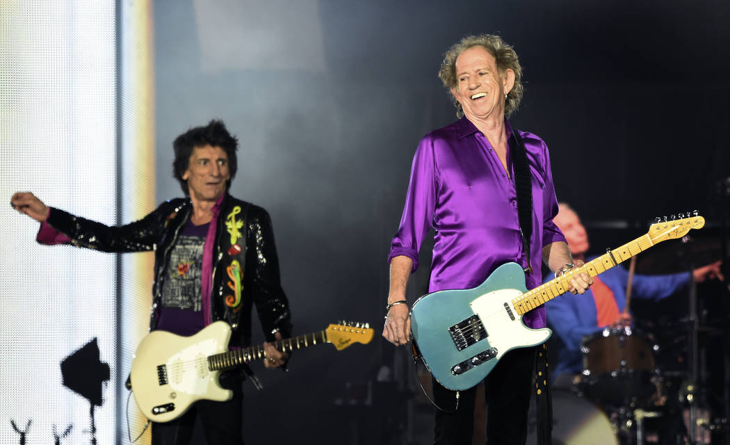 Ron Wood, left, and Keith Richards of the Rolling Stones perform during their concert at the Ro ...
