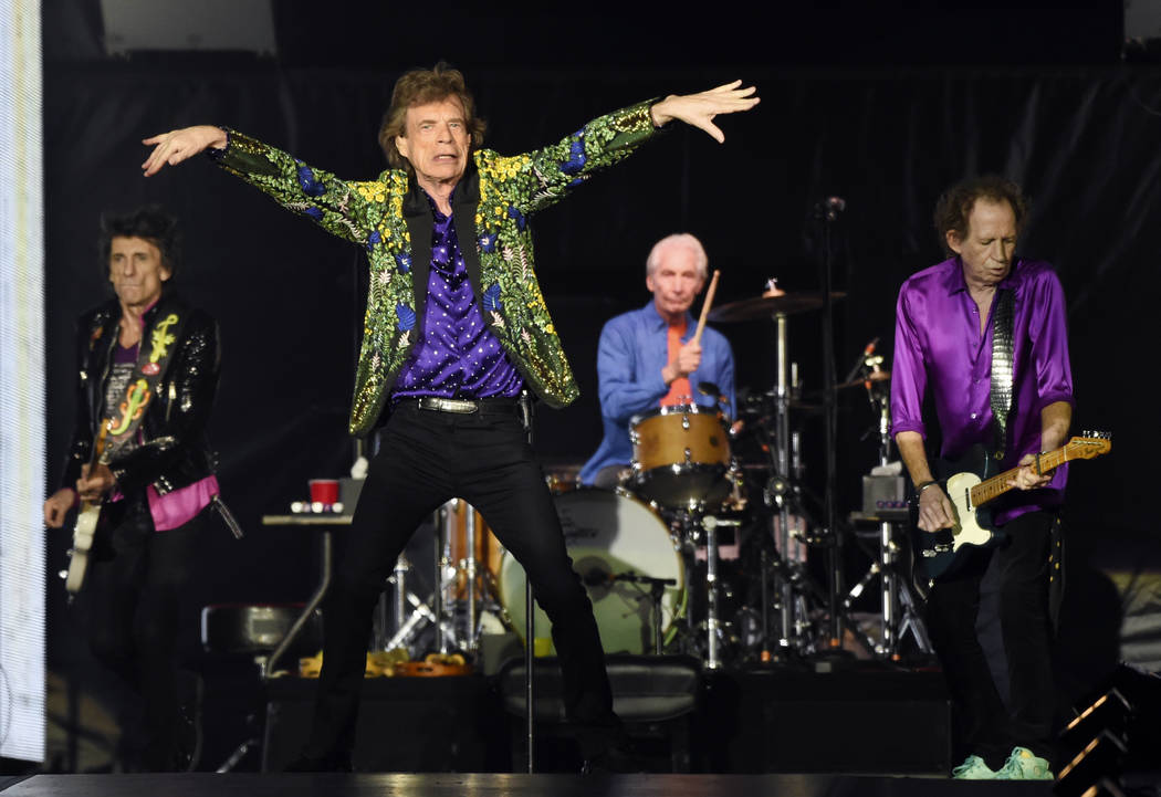 From left, Ron Wood, Mick Jagger, Charlie Watts and Keith Richards of the Rolling Stones perfor ...
