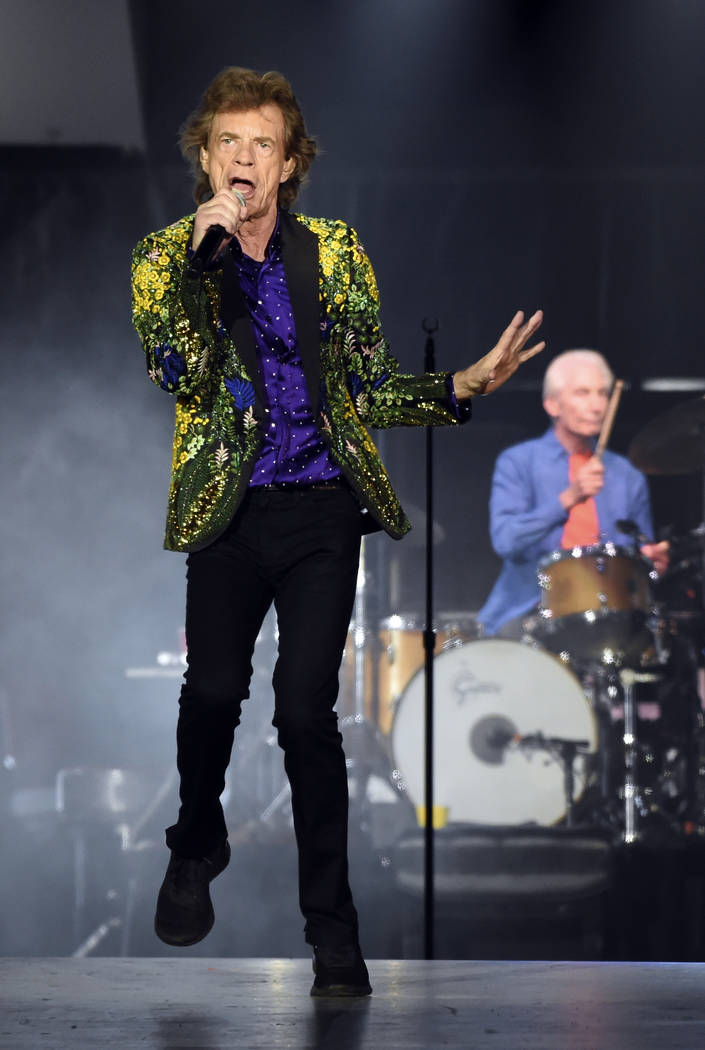 Mick Jagger of the Rolling Stones performs during their concert at the Rose Bowl, Thursday, Aug ...