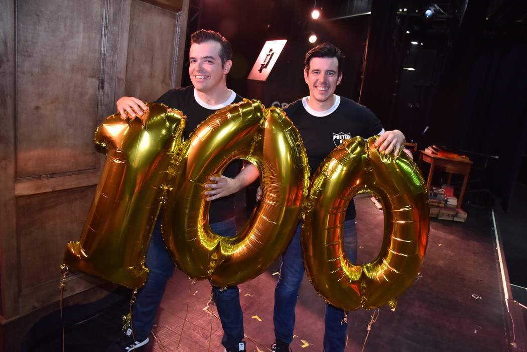 "Potted Potter" co-stars James Percy and Joseph Maudsley celebrate 100 shows at Bally’s Las V ...