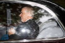 Britain's Prince Andrew, the Duke of York leaves Crathie Kirk, after a Sunday morning church se ...