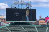 Former Review-Journal sports reporter Don Banks was honored Saturday on the video display at Fe ...