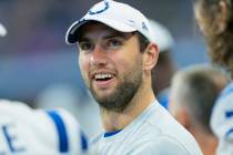 Indianapolis Colts quarterback Andrew Luck (12) on the sidelines during the second half of an N ...