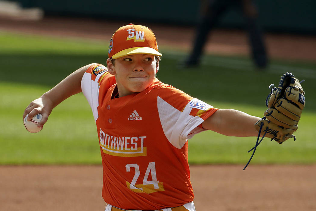 River Ridge, Louisiana's Egan Prather delivers in the fifth inning of the Little League World S ...