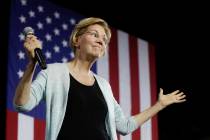 In an Aug. 21, 2019, file photo, Democratic presidential candidate Elizabeth Warren, D-Mass spe ...