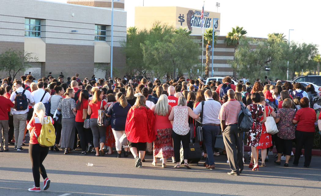 Teachers and administrators at Spring Valley High School staged a protest to demand appropriate ...