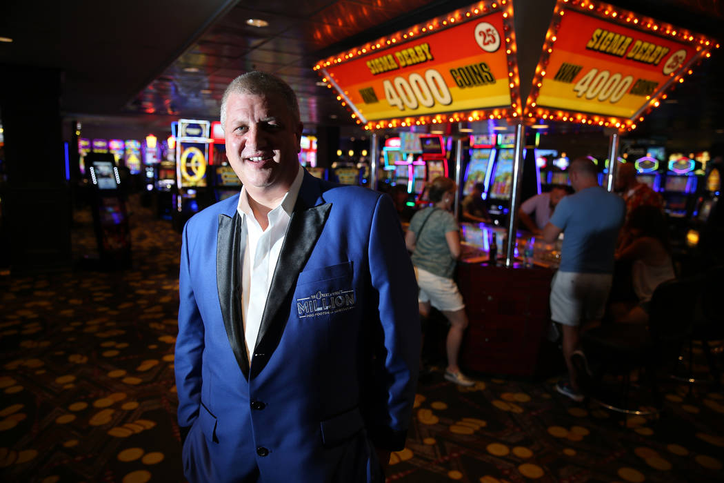 Derek Stevens, owner of the D Las Vegas hotel-casino, poses inside the casino floor in Las Vega ...