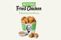 This undated product image provided by KFC shows plant-based chicken. Kentucky Fried Chicken pl ...