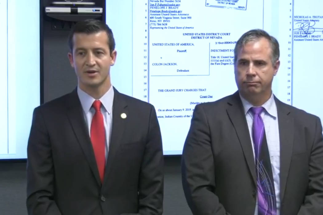 United States Attorney Nicholas Trutanich and FBI Assistant Special Agent in Charge Ray Johnson ...