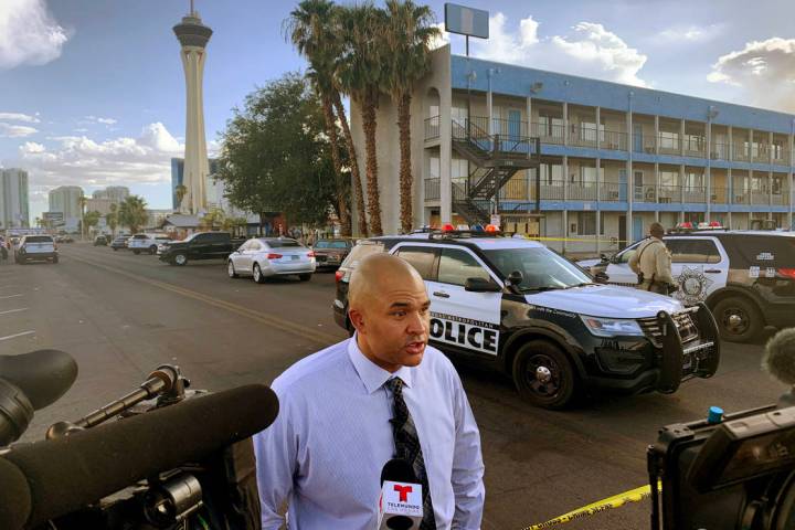 Lt. Ray Spencer of the Metropolitan Police Department Homicide Section, speaks to reporters, Tu ...