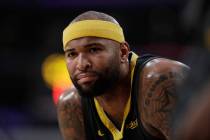 FILE - In this April 4, 2019, file photo, then-Golden State Warriors' DeMarcus Cousins is shown ...