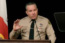 FILE - In this Dec. 3, 2018 file photo newly elected Los Angeles County Sheriff Alex Villanueva ...