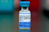 A May 17, 2019, file photo shows a vial of a measles, mumps and rubella vaccine in Mount Vernon ...