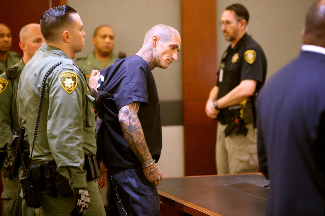 Richard Manning appears in court at the Regional Justice Center in Las Vegas for their initial ...