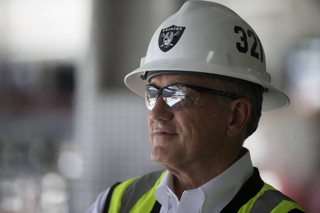 Don Webb, chief operating officer of the LV Stadium Co., gives a tour of the Raiders Allegiant ...