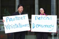 Protesters demonstrate in support of whistleblowers outside the Austral Capital Territory Magis ...