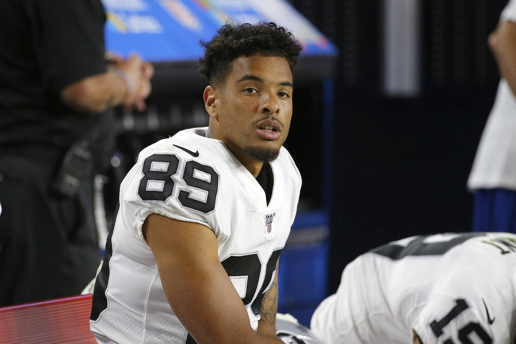 Oakland Raiders wide receiver Keelan Doss (89) during an an NFL preseason football game against ...