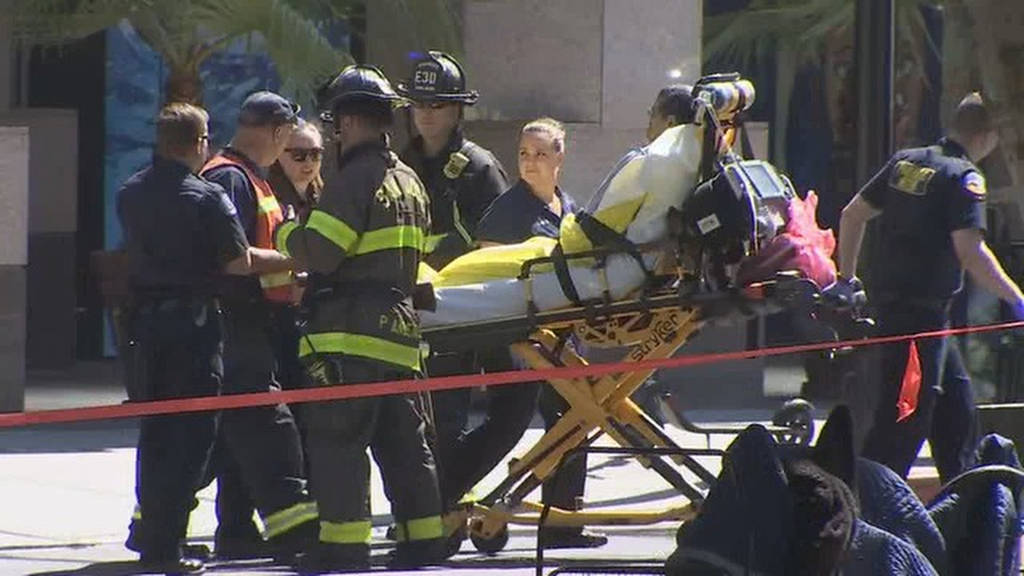 In this video image courtesy of KTVU shows emergency personnel responds to a hazmat incident at ...