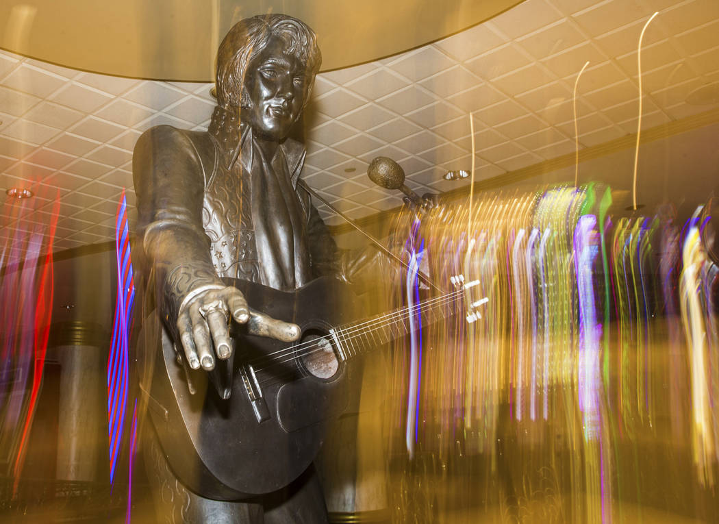 An Elvis Presley statue in the lobby of the Westgate in Las Vegas, July 11, 2019. (Benjamin Hag ...