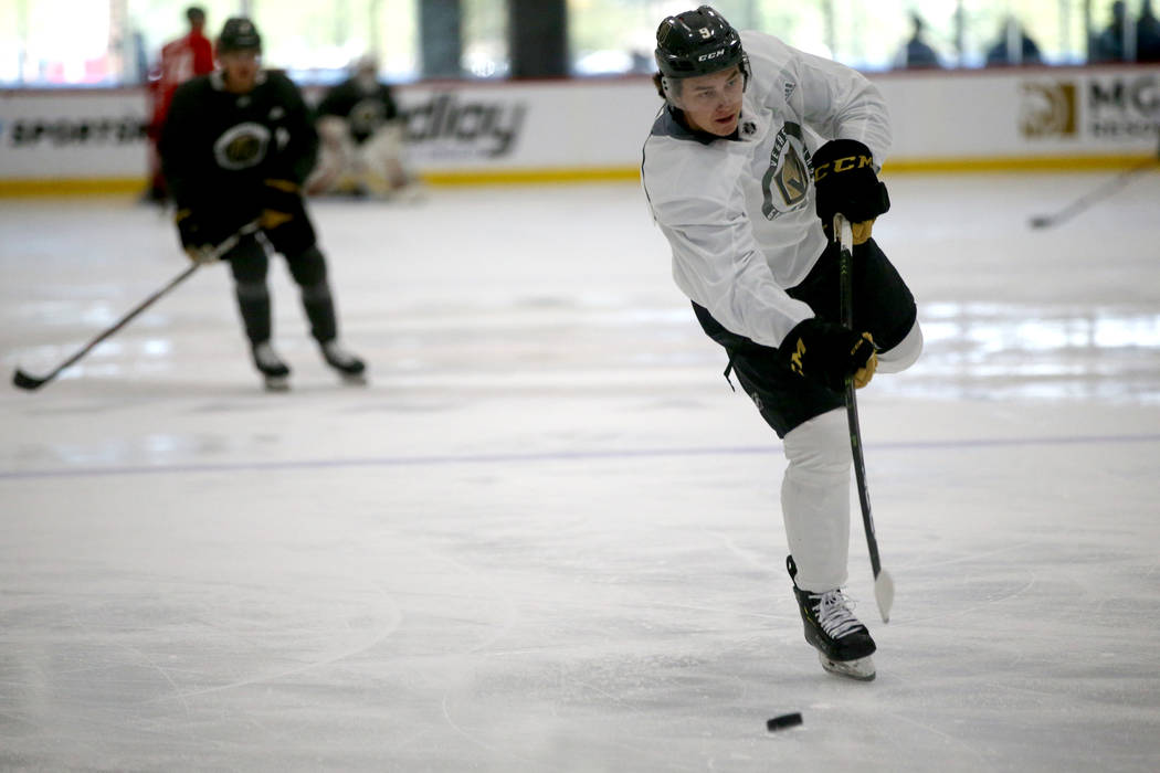 Vegas Golden Knights forward Cody Glass on the first day of rookie camp at City National Arena ...