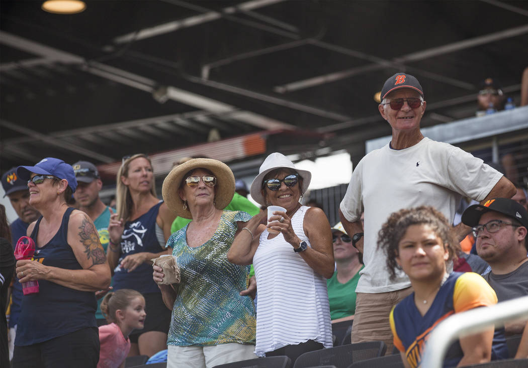Fans watch the final home game of the season for the Las Vegas Aviators against the Tacoma Rain ...