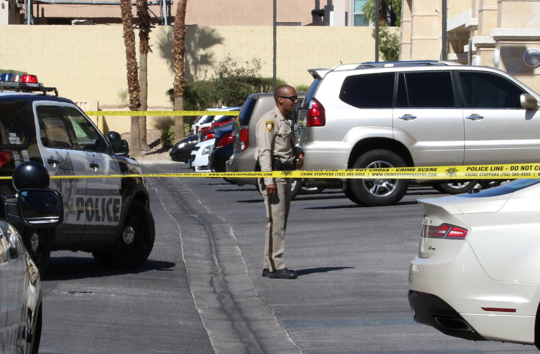 Las Vegas police investigate after a Las Vegas officer shot at a dog after it charged at police ...