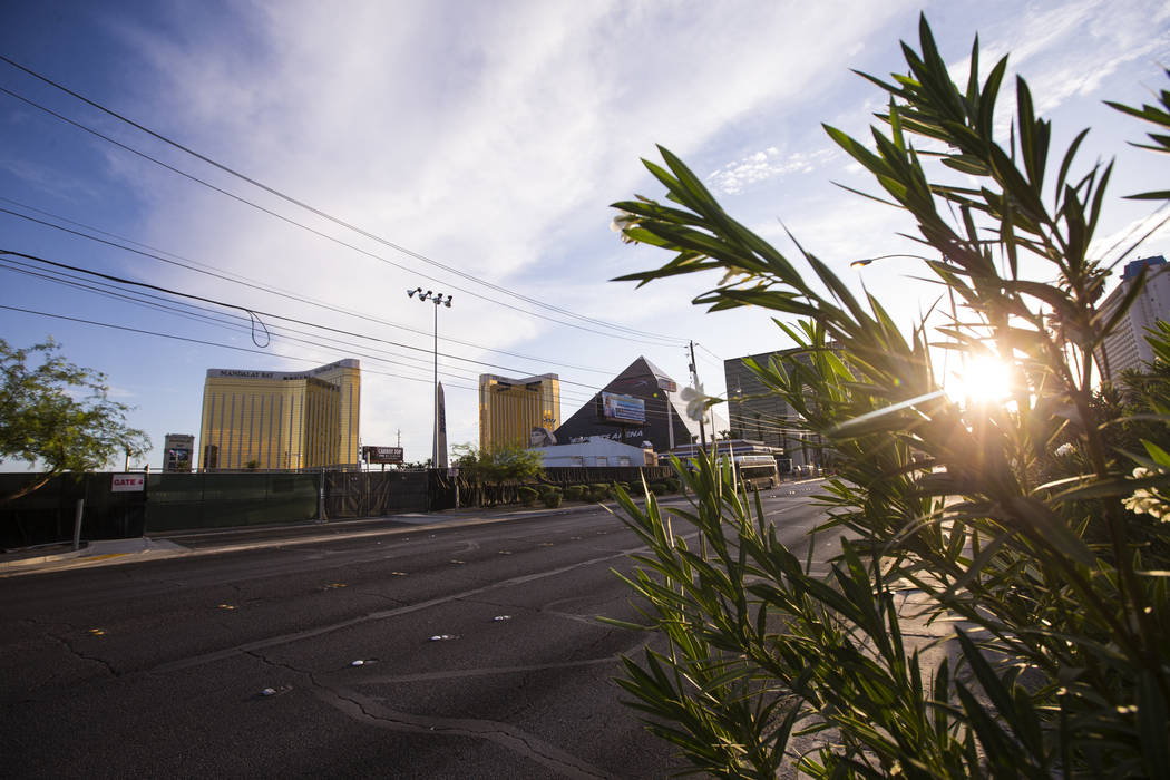 A view of the former Route 91 Harvest music festival site as seen off Reno Avenue in Las Vegas ...