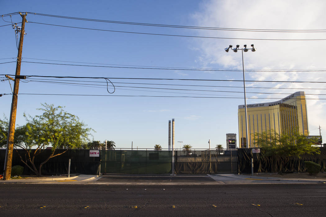 A view of the former Route 91 Harvest music festival site as seen off Reno Avenue in Las Vegas ...