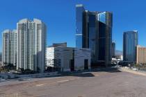 The Drew Las Vegas, center, formerly the Fontainebleau, stands on the edge of property slated t ...