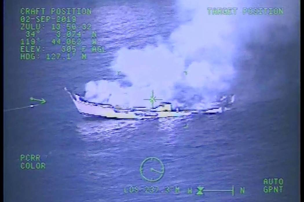 This Monday, Sept. 2, 2019, image from video released by the U.S. Coast Guard shows a Coast Gua ...