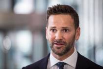FILE - In this March 6, 2019, file photo, former U.S. Rep. Aaron Schock, R-Ill., speaks to repo ...