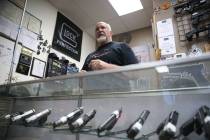 Mark Hames, owner of 2nd Amendment Gun Shop, is interviewed in his Las Vegas store, Wednesday, ...