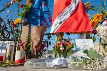 Items are placed at a memorial for the victims of Monday's dive boat fire at the Santa Barbara ...