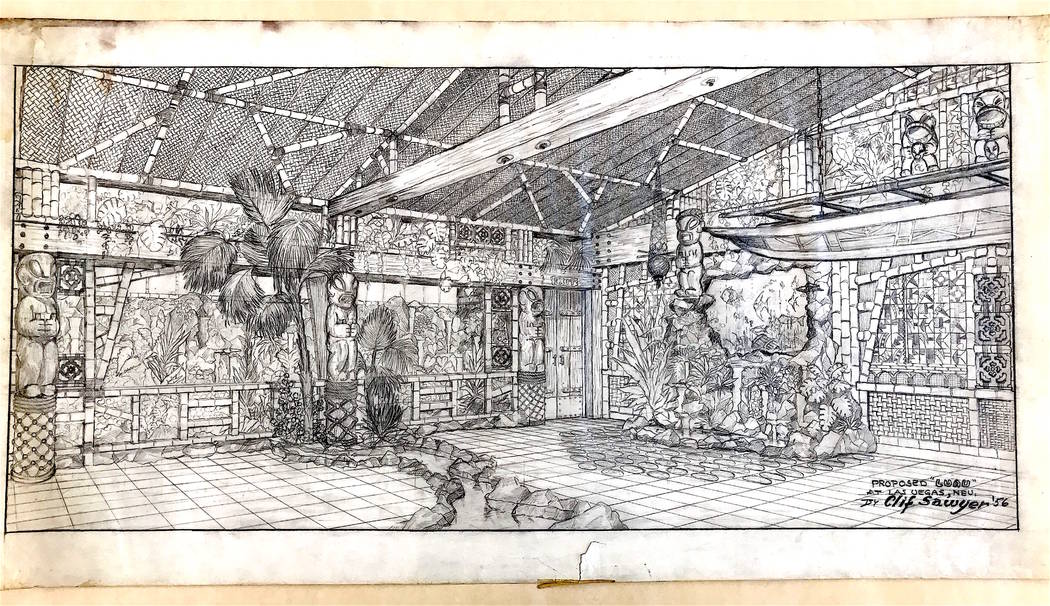Rendered interior for the Royal Nevada's Luau Room. (Peter Moruzzi's private collection)