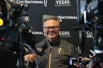Kelly McCrimmon, Golden Knights general manager, smiles as he speaks to the media at City Natio ...